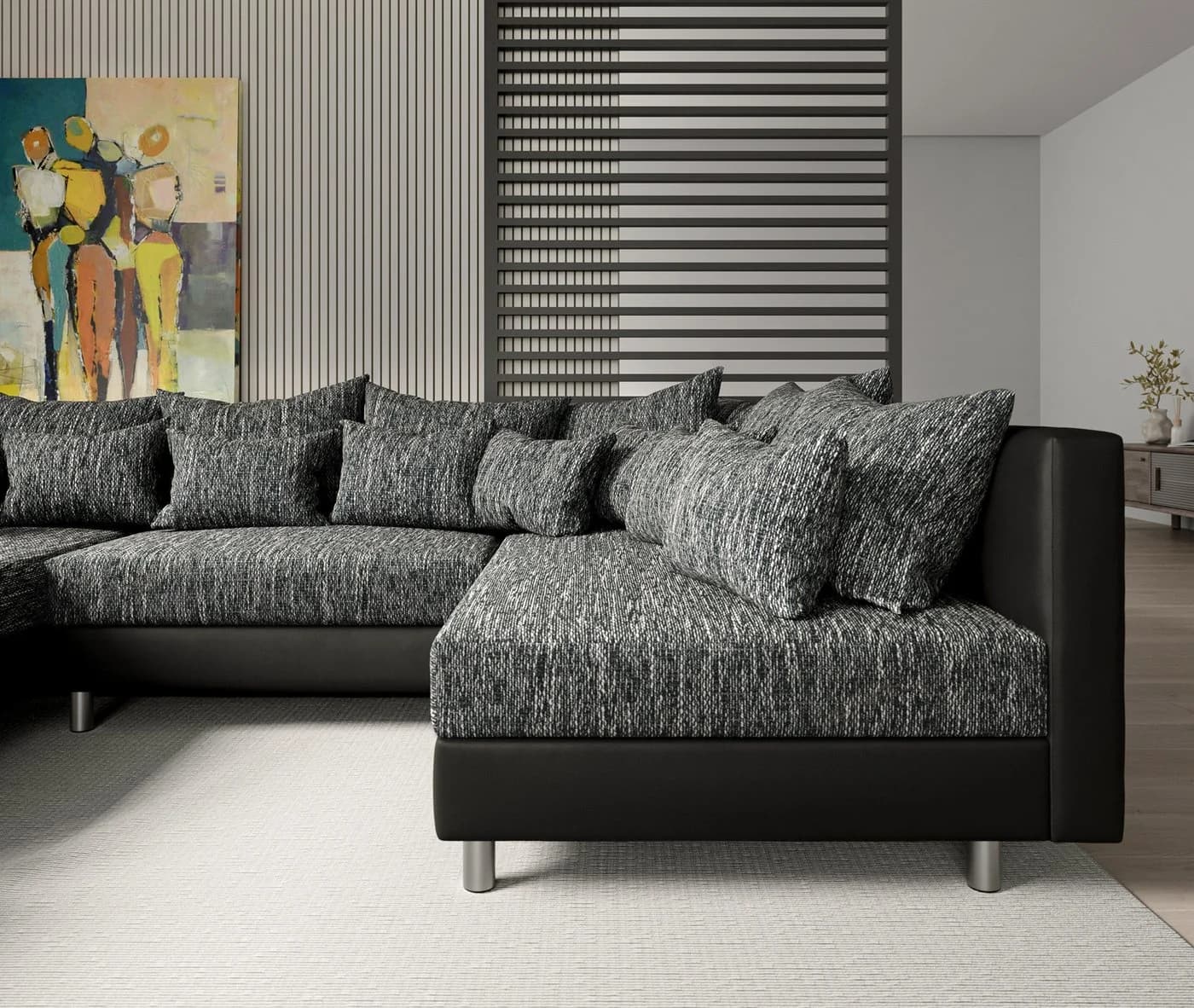 DELIFE Wohnlandschaft Clovis Modulares Sofa Schwarz - Bild 5