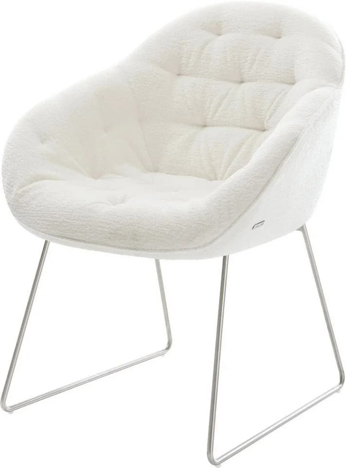DELIFE Polsterstuhl Gaio-Flex mit Kufengestell aus Edelstahl in Beige