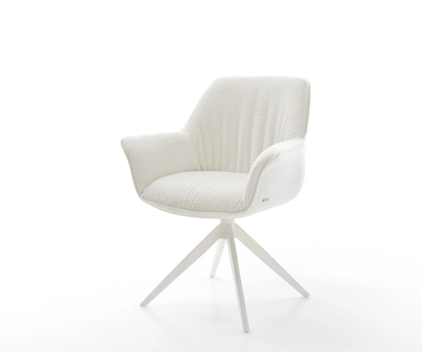 DELIFE Polsterstuhl Keila-Flex mit Armlehnen Bouclé Beige 360° drehbar