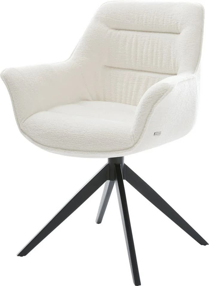 DELIFE Polsterstuhl Kaira-Flex Beige Schwarz 360° drehbar Wippfunktion