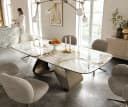 DELIFE Esstisch Edge Boot 240x120 cm Keramik Minas Melange Weiß-Beige W-Gestell Bild 1