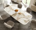 DELIFE Esstisch Edge Boot 240x120 cm Keramik Minas Melange Weiß-Beige W-Gestell Bild 5