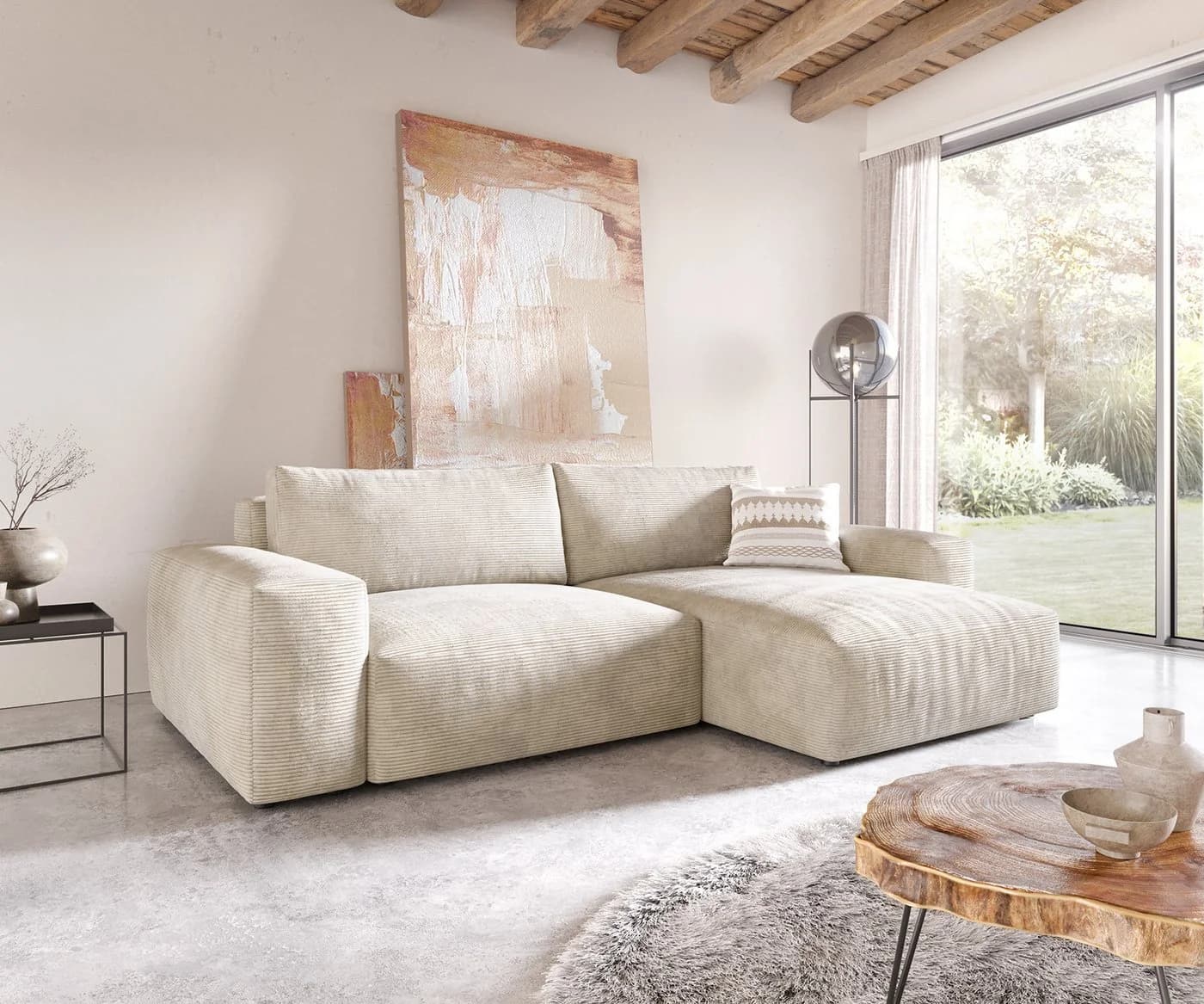 DELIFE Ecksofa Lanzo XL Cord Beige - Bild 2