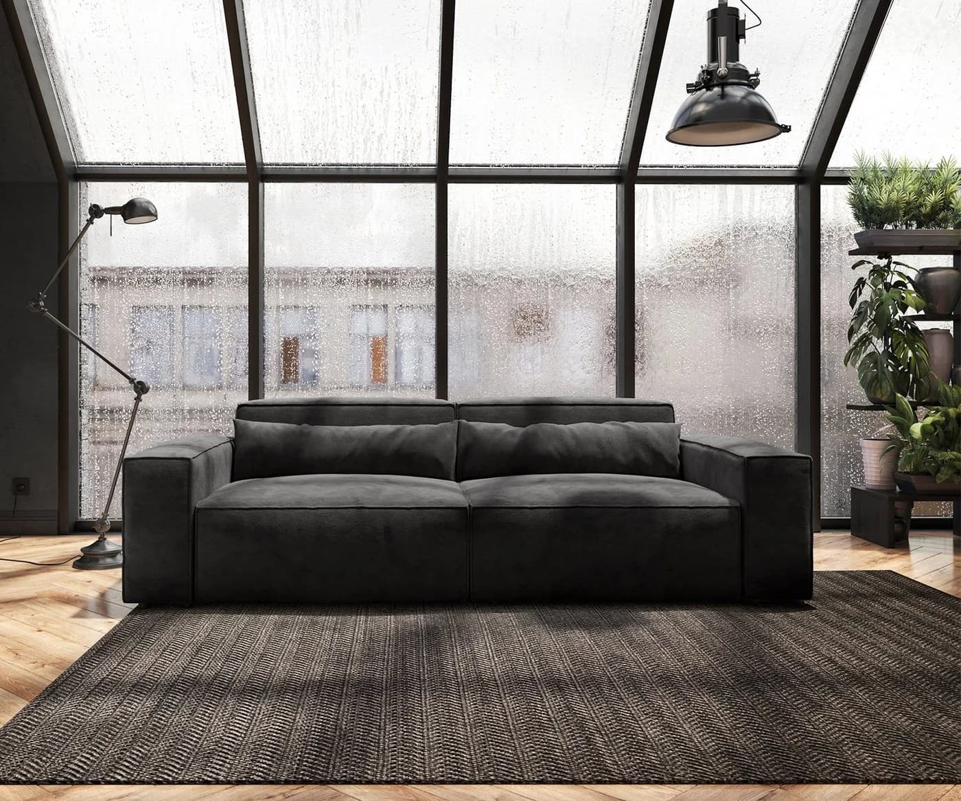 DELIFE Big-Sofa Sirpio Schwarz Mikrofaser