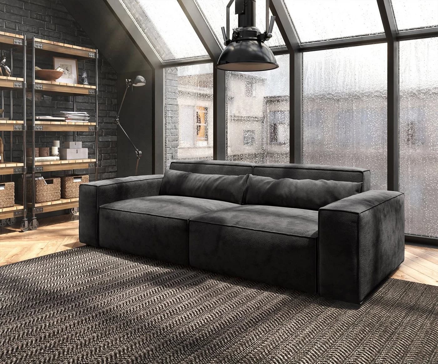 DELIFE Big-Sofa Sirpio Schwarz Mikrofaser - Bild 2