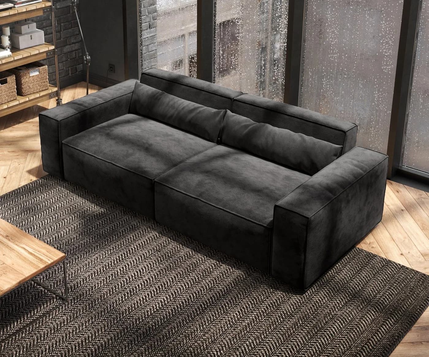 DELIFE Big-Sofa Sirpio Schwarz Mikrofaser - Bild 4