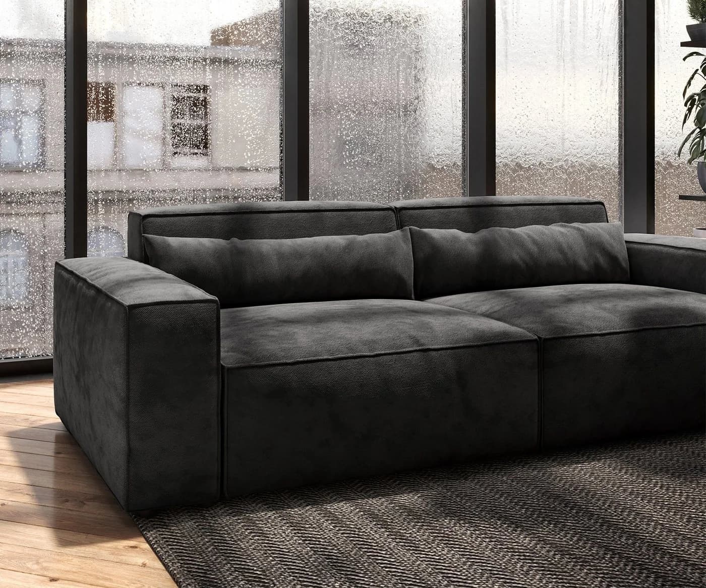 DELIFE Big-Sofa Sirpio Schwarz Mikrofaser - Bild 5