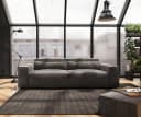 DELIFE Big-Sofa Sirpio Mikrofaser Khakibraun mit Hocker Bild 1