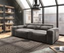DELIFE Big-Sofa Sirpio Mikrofaser Khakibraun mit Hocker Bild 2