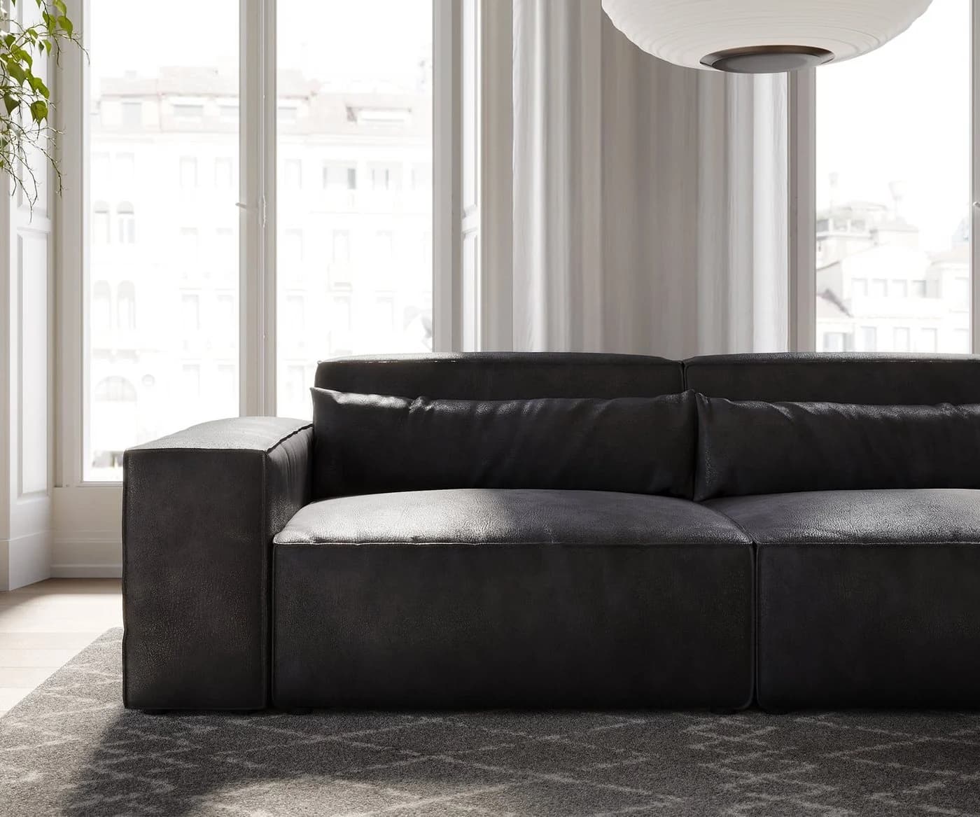 DELIFE Big-Sofa Sirpio Lederimitat Anthrazit Modernes Design - Bild 5