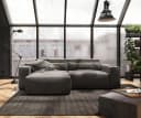 DELIFE Ecksofa Sirpio Mikrofaser Khakibraun mit variablem Hocker Bild 1