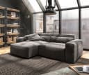 DELIFE Ecksofa Sirpio Mikrofaser Khakibraun mit variablem Hocker Bild 2
