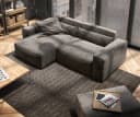 DELIFE Ecksofa Sirpio Mikrofaser Khakibraun mit variablem Hocker Bild 4