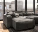 DELIFE Ecksofa Sirpio Mikrofaser Khakibraun mit variablem Hocker Bild 5