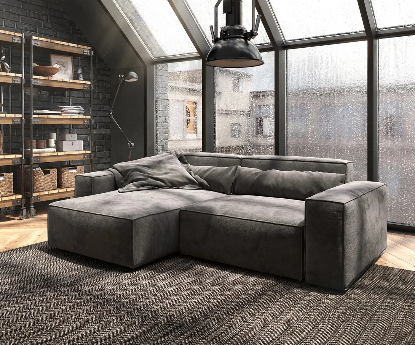 DELIFE Ecksofa Sirpio Mikrofaser Khakibraun mit variabler Recamiere - Bild 2