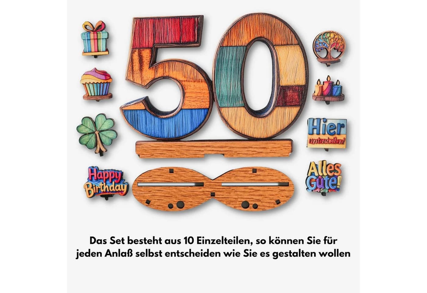 DARO Design Geldgeschenk Holzschild 50 Jahre mit Ständer - Bild 3