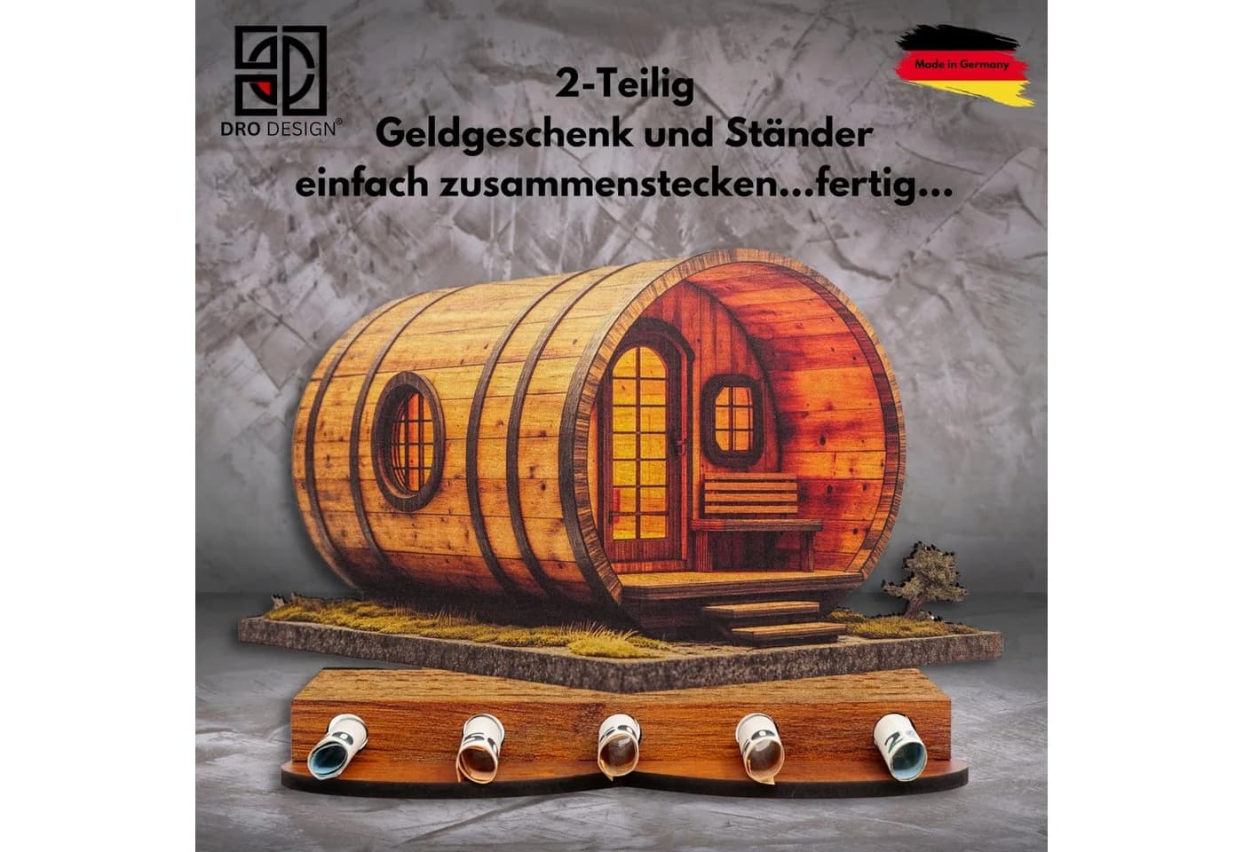 DARO Design Geldscheinhalter Motiv Sauna mit Ständer - Bild 4