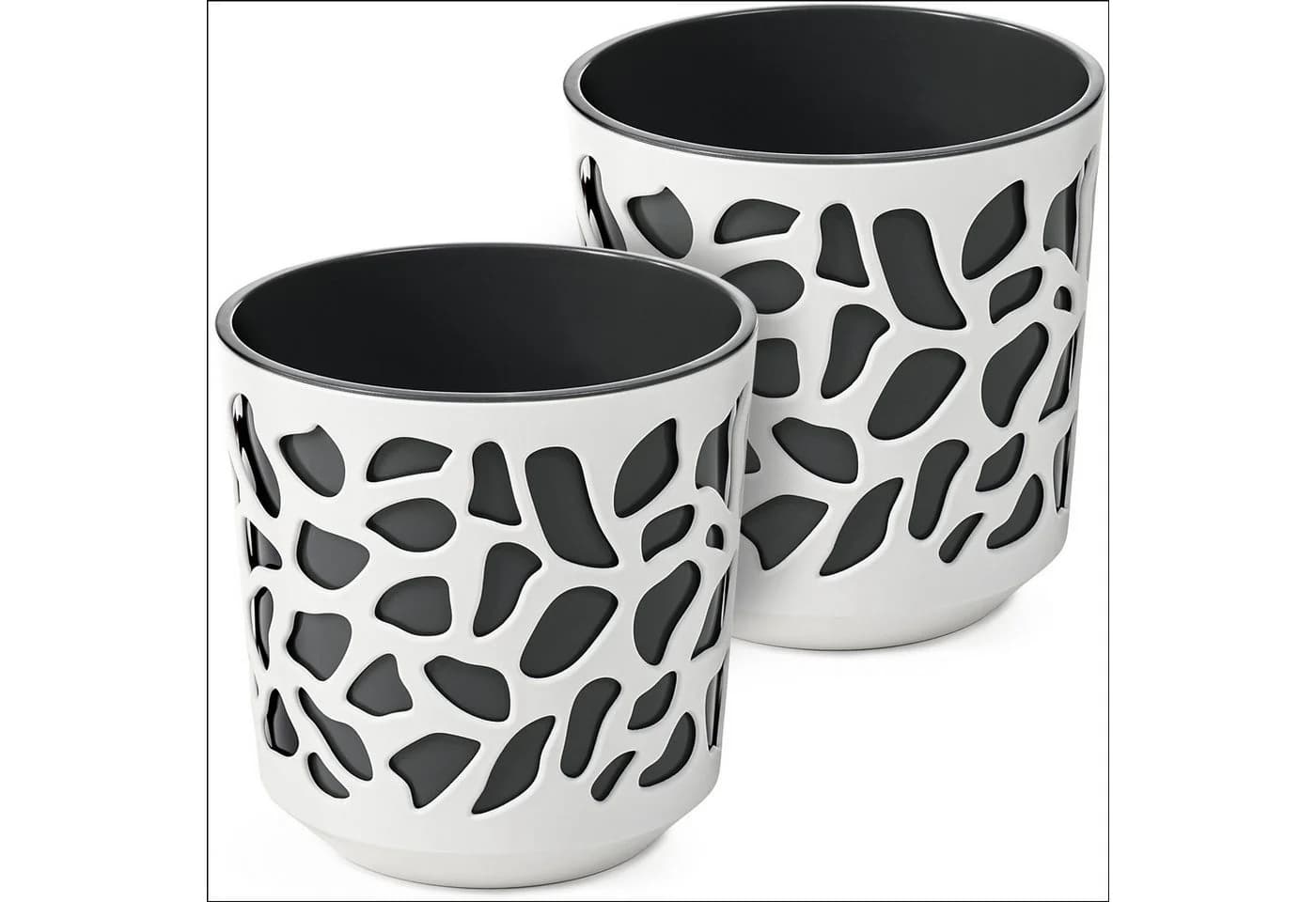 KONZEPT Blumentopf Übertopf Kunststoff Anthrazit/Creme 2er Set - Bild 2