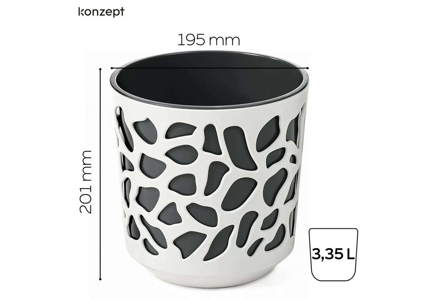 KONZEPT Blumentopf Übertopf Kunststoff Anthrazit/Creme 2er Set - Bild 4