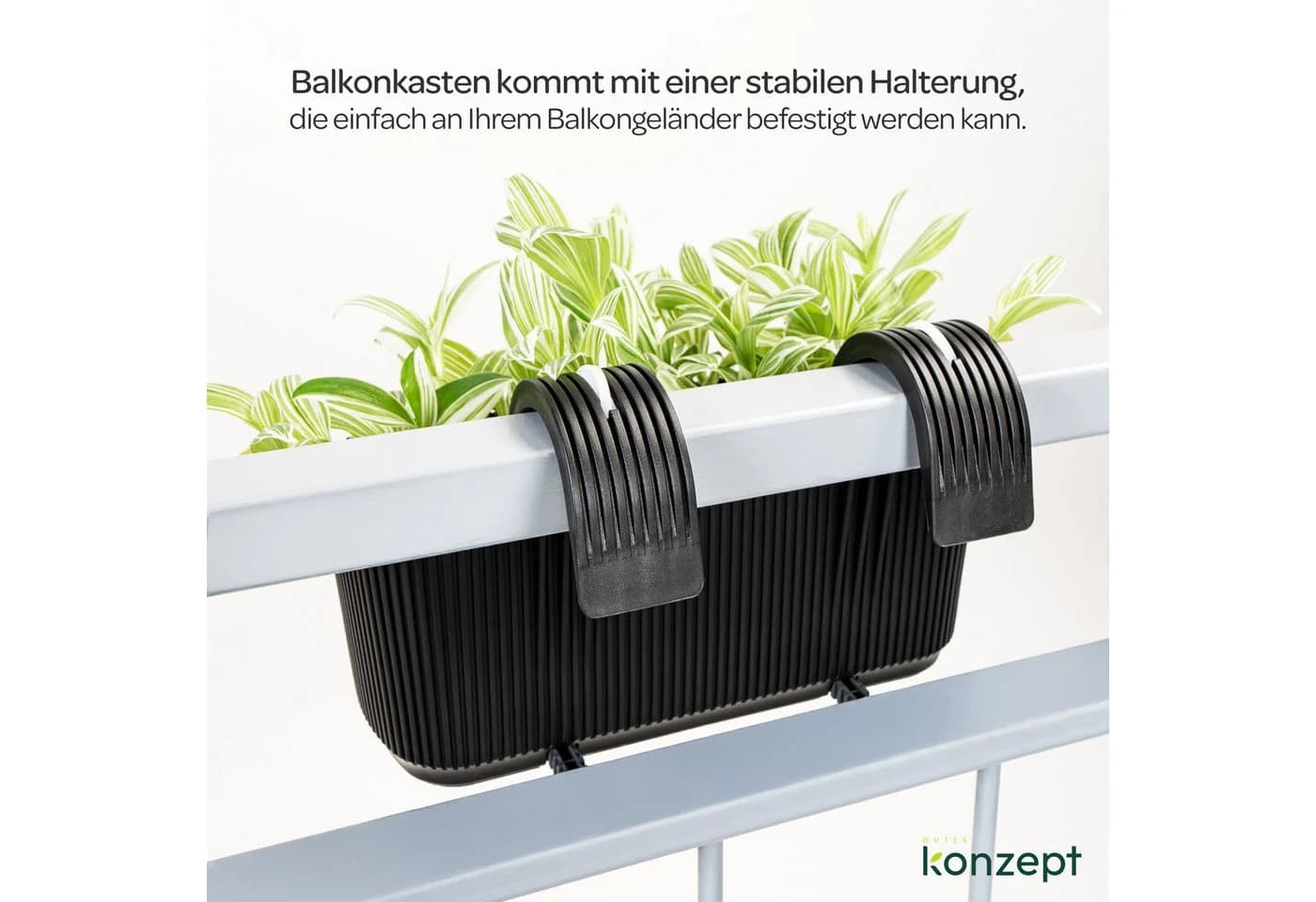 KONZEPT Balkonkasten Blumenkasten mit Halterung Schwarz Wetterfest - Bild 5
