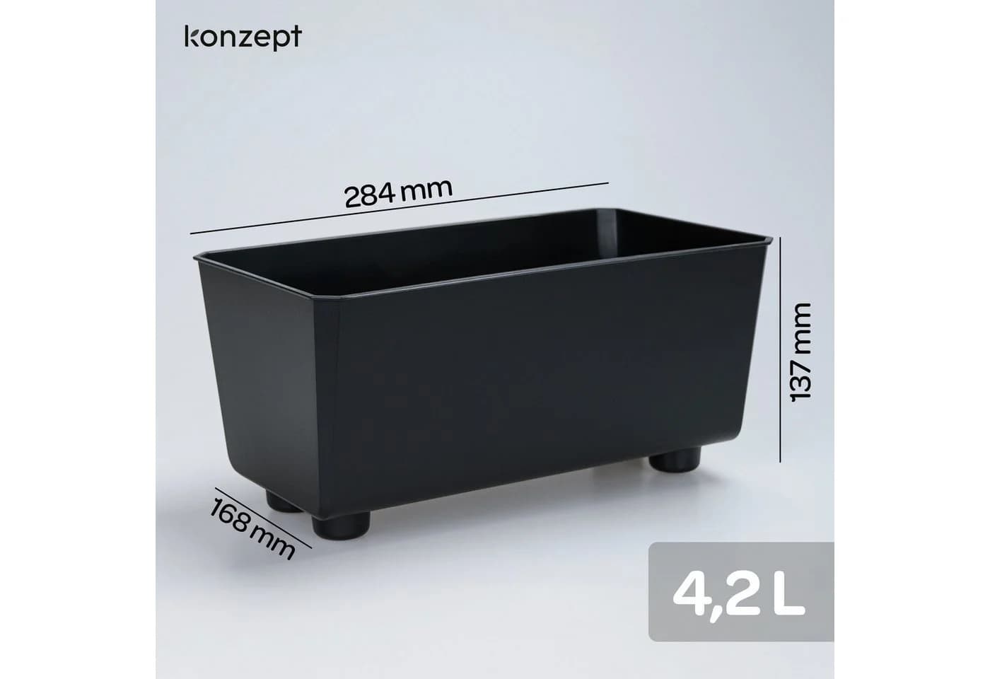 KONZEPT Blumenkasten Blumentöpfe mit Füßen, rechteckig – kleine Blumenkästen 4,2 L (1 St), ideal für Fensterbank & Zimmerpflanzen - Bild 3