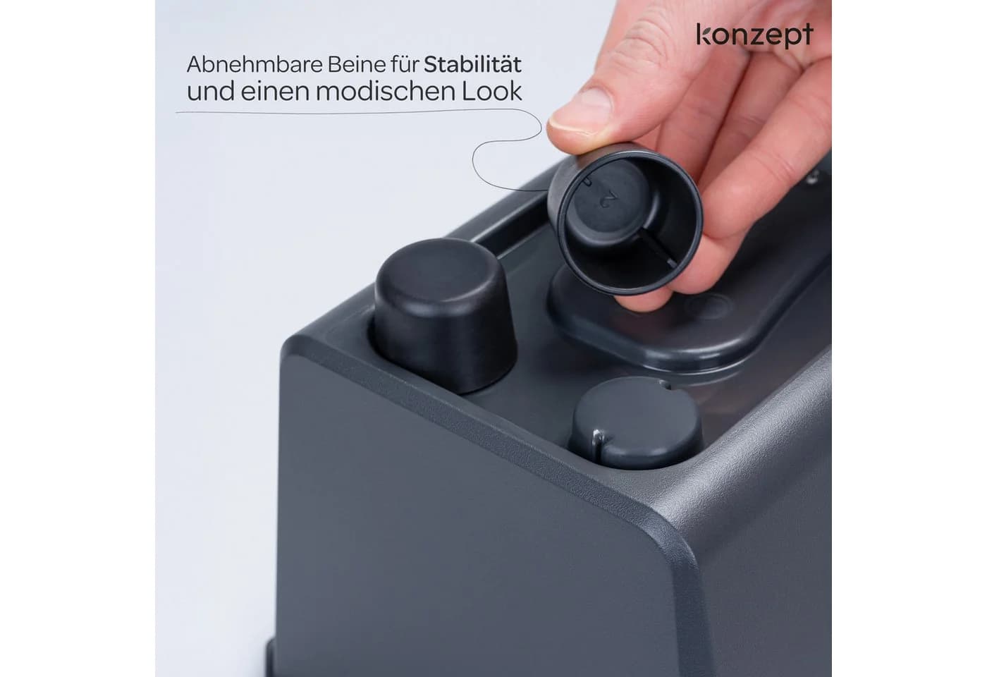 KONZEPT Blumentopf mit Füßen rechteckig Grau Schwarz Weiss - Bild 5
