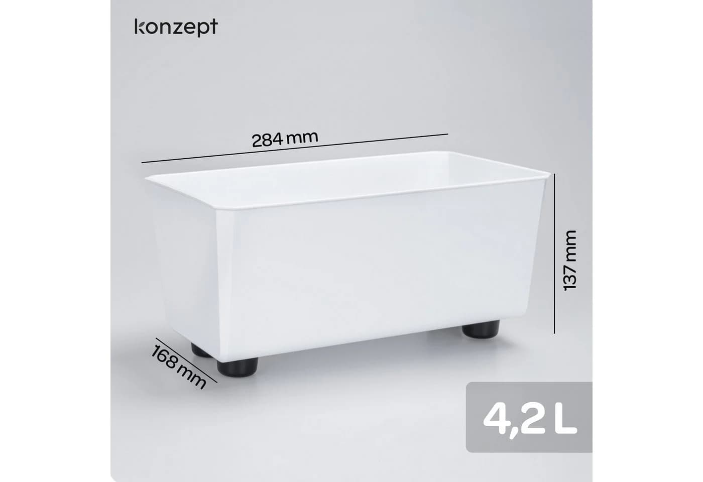 KONZEPT Blumentopf mit Füßen Weiß Rechteckig 4,2 L - Bild 3