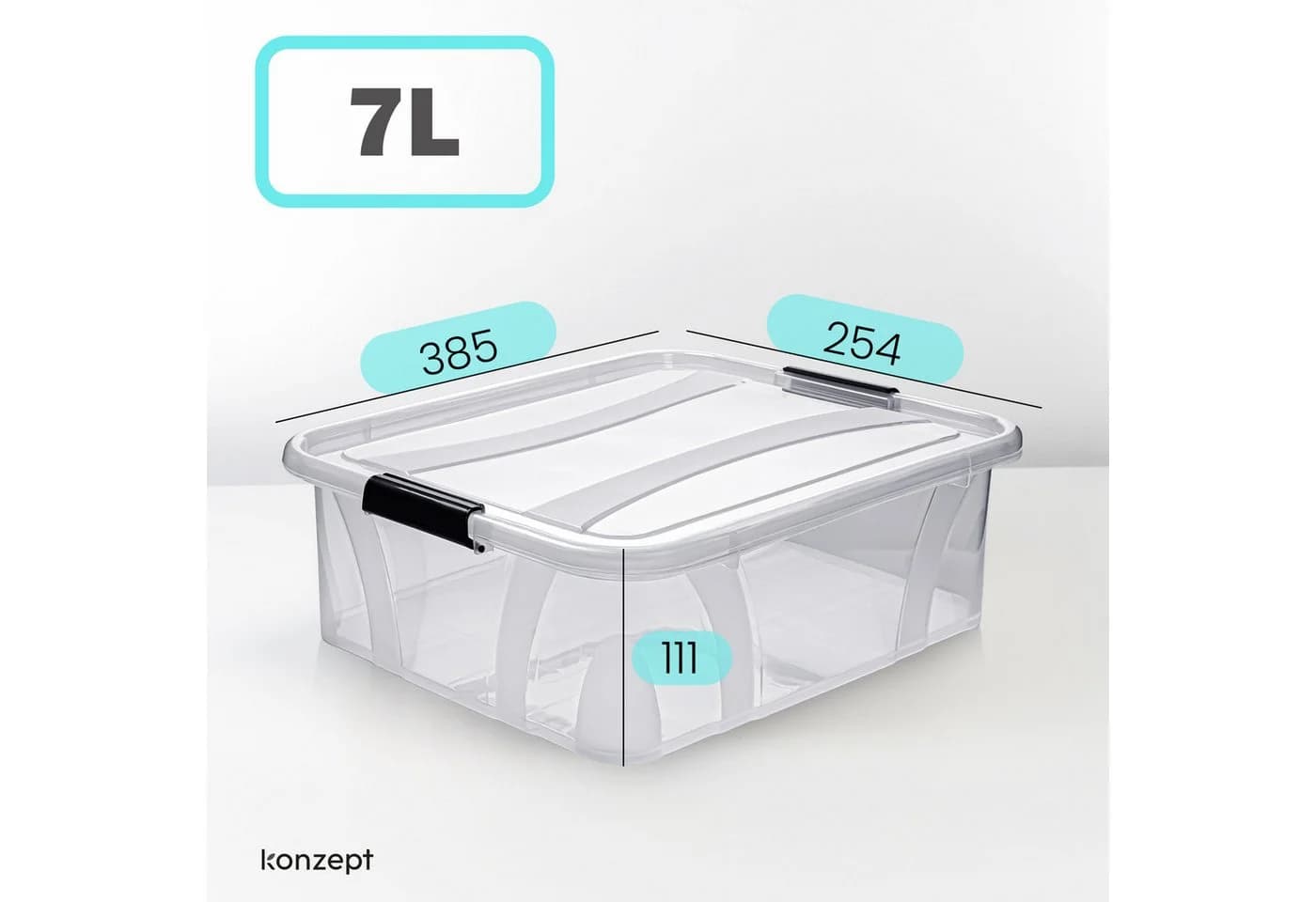 KONZEPT Aufbewahrungsbox mit Deckel, Stapelbox, BPA-frei, robuster Verschlussclips - Bild 3