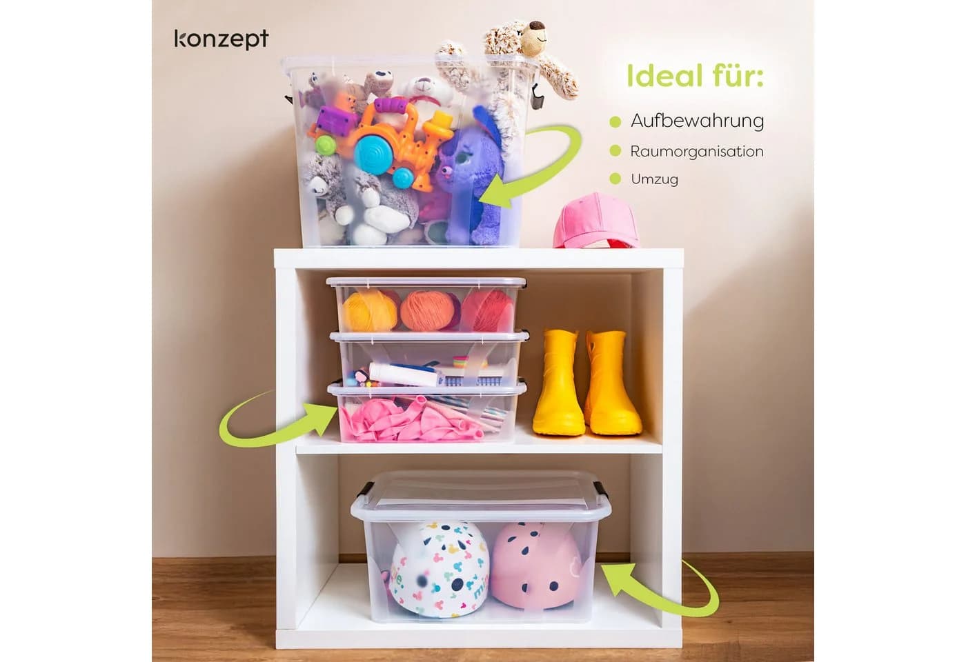KONZEPT Aufbewahrungsbox mit Deckel, Stapelbox, BPA-frei, robuster Verschlussclips - Bild 4