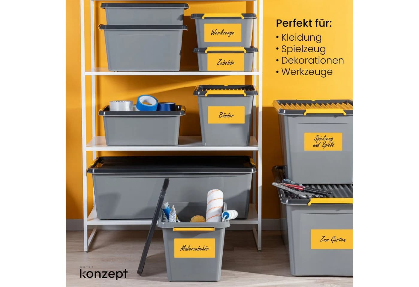 KONZEPT Aufbewahrungsbox mit Deckel, Stapelbox aus hochwertigem Kunststoff - Bild 4