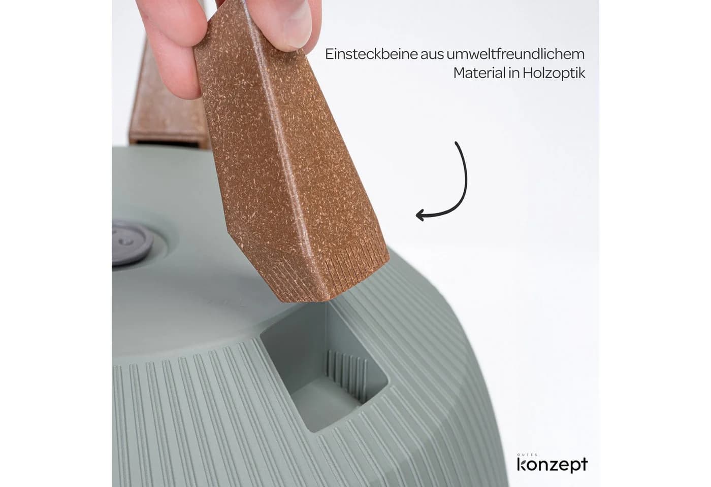 KONZEPT Pflanzschale 24/29cm Grau/Grün mit Füßen & Abfluss - Bild 5