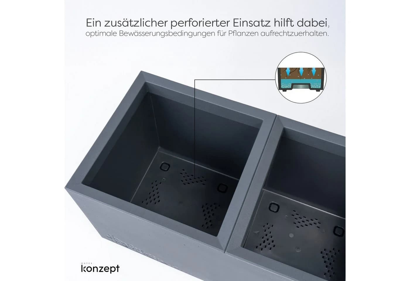 KONZEPT Pflanzkübel groß außen mit Rollen Betonoptik - Bild 3