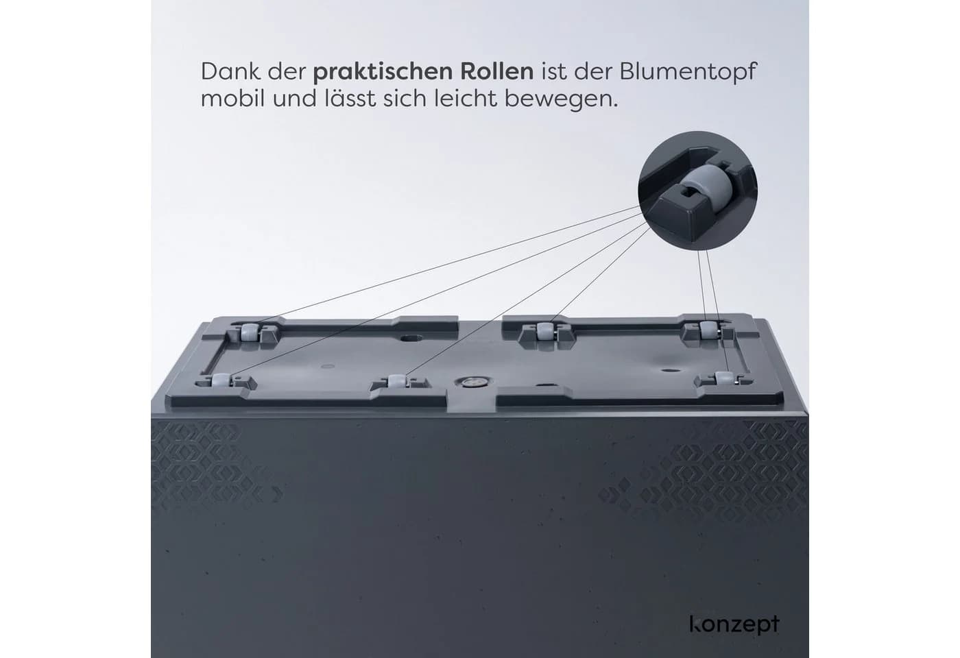 KONZEPT Pflanzkübel groß außen mit Rollen Betonoptik - Bild 5