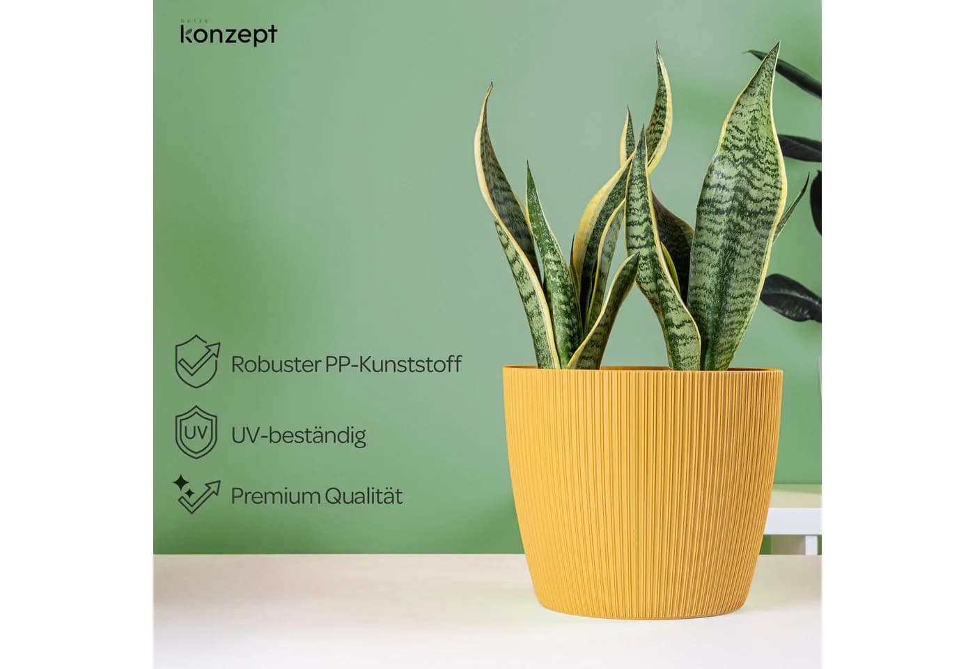 KONZEPT Blumentopf 5,2 l Gelb Gerillte Struktur - Bild 3