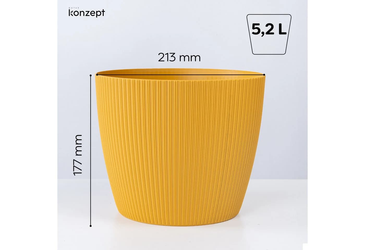 KONZEPT Blumentopf 5,2 l Gelb Gerillte Struktur - Bild 4