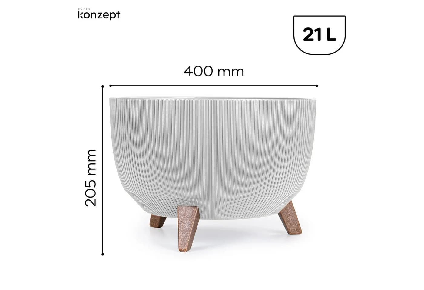 KONZEPT Blumentopf mit Füßen – großer Blumenkübel aus Kunststoff, 40 oder 47cm, modern & wetterfest, für Innen und Außen - Bild 3
