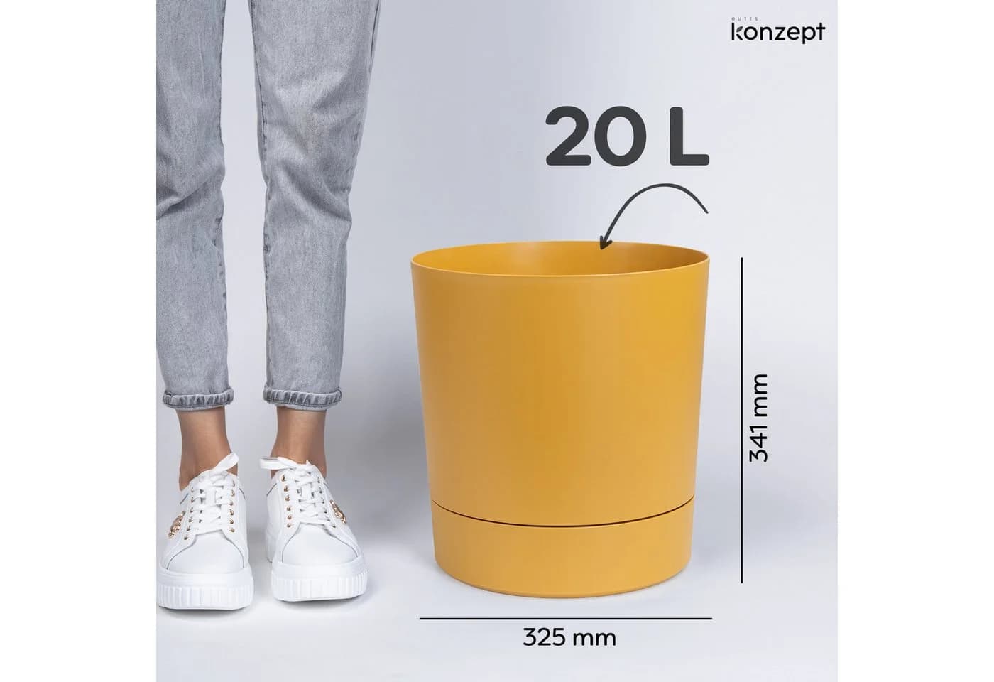 KONZEPT Blumentopf mit Untersetzer Gelb Kunststoff 32,5 cm