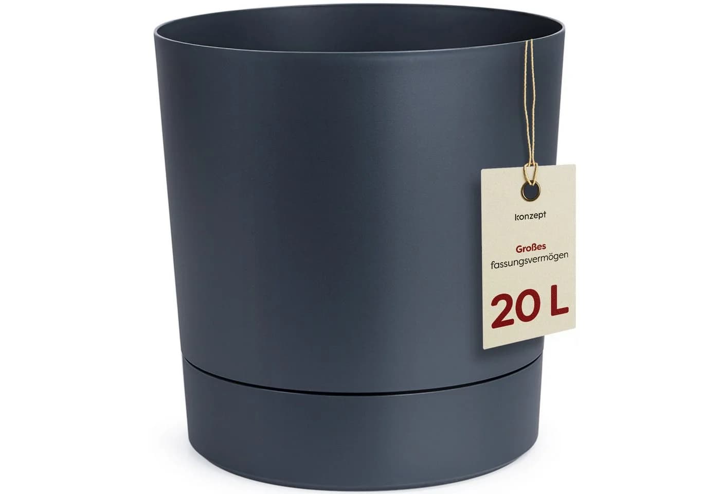 KONZEPT Blumentopf mit Untersetzer Grau Kunststoff 32,5 cm - Bild 2