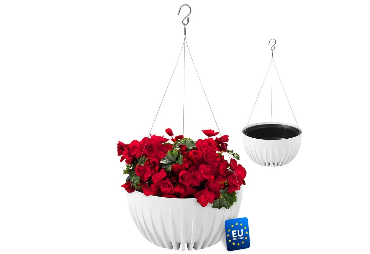 KONZEPT Dekohänger Blumenampel Weiß mit Haken & Drahtseil - Bild 2