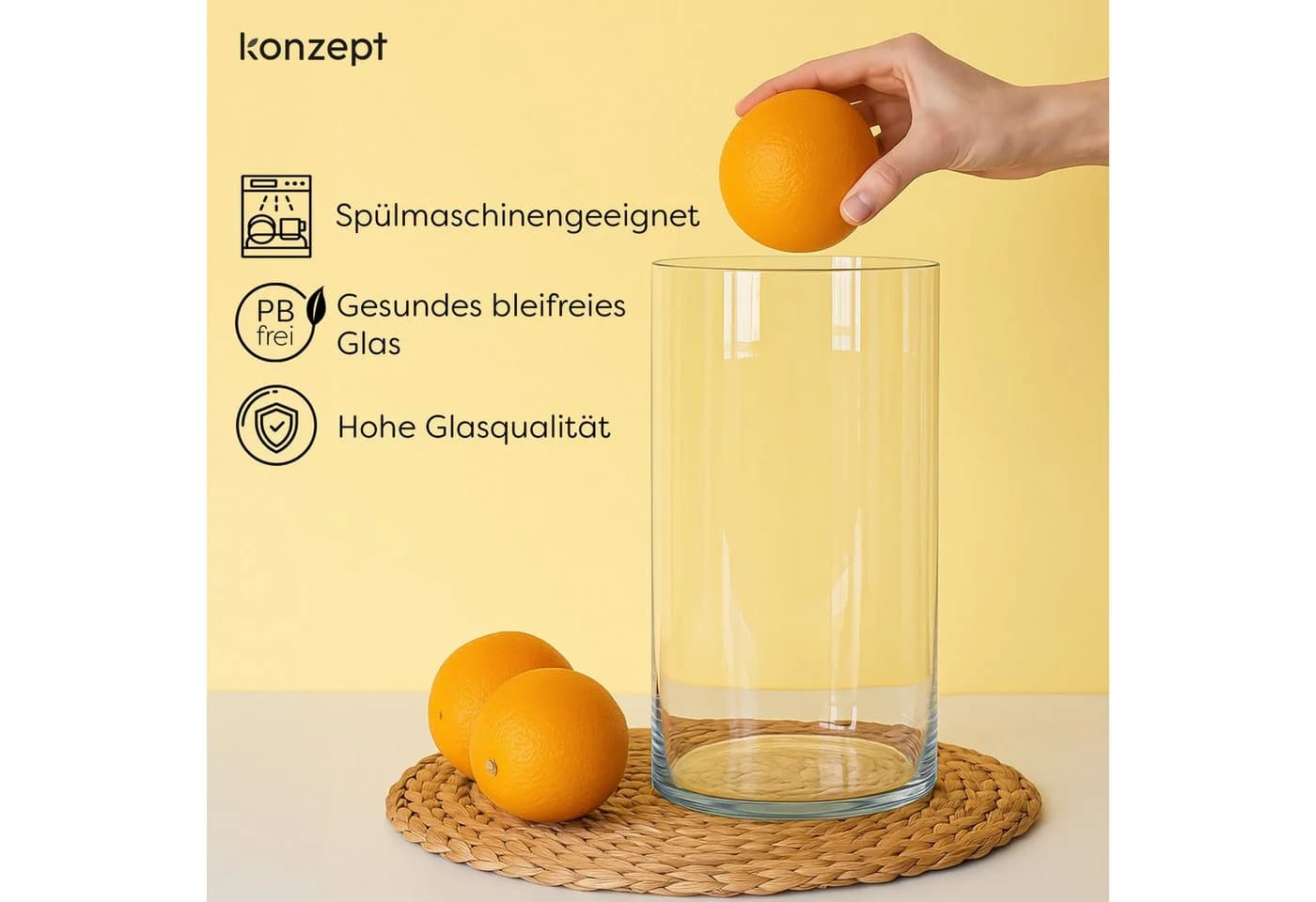 KONZEPT Glasvase Zylinder Transparent Modern - Bild 4