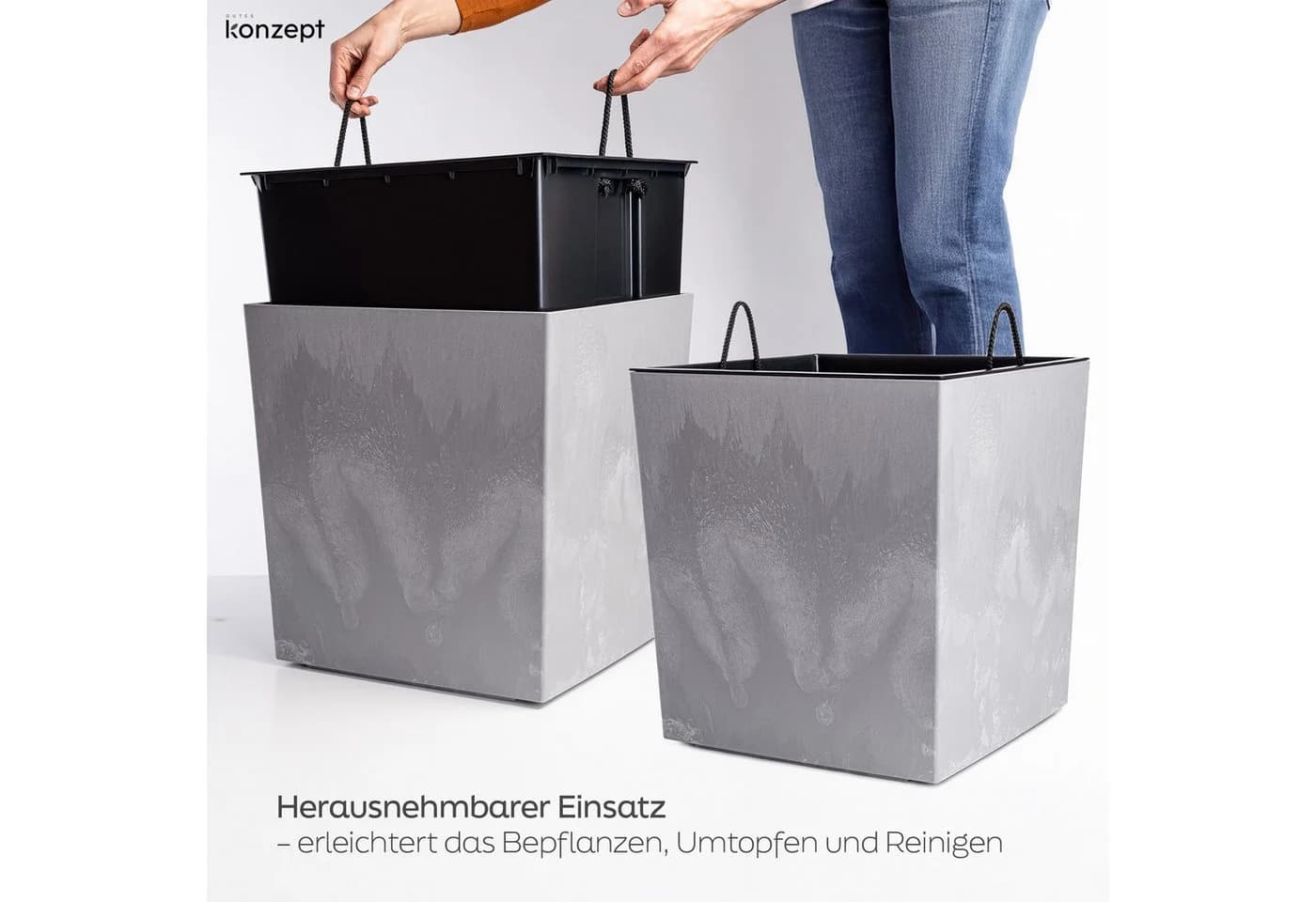 KONZEPT Pflanzkübel XL Grau Beton-Optik UV-beständig - Bild 5
