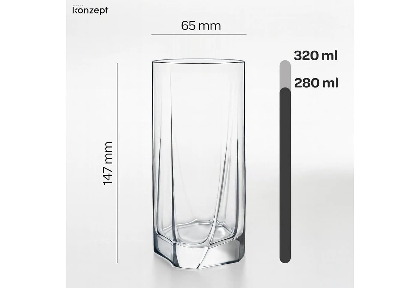 KONZEPT Longdrinkgläser Set 6-tlg. 280ml Glas Transparent - Bild 3