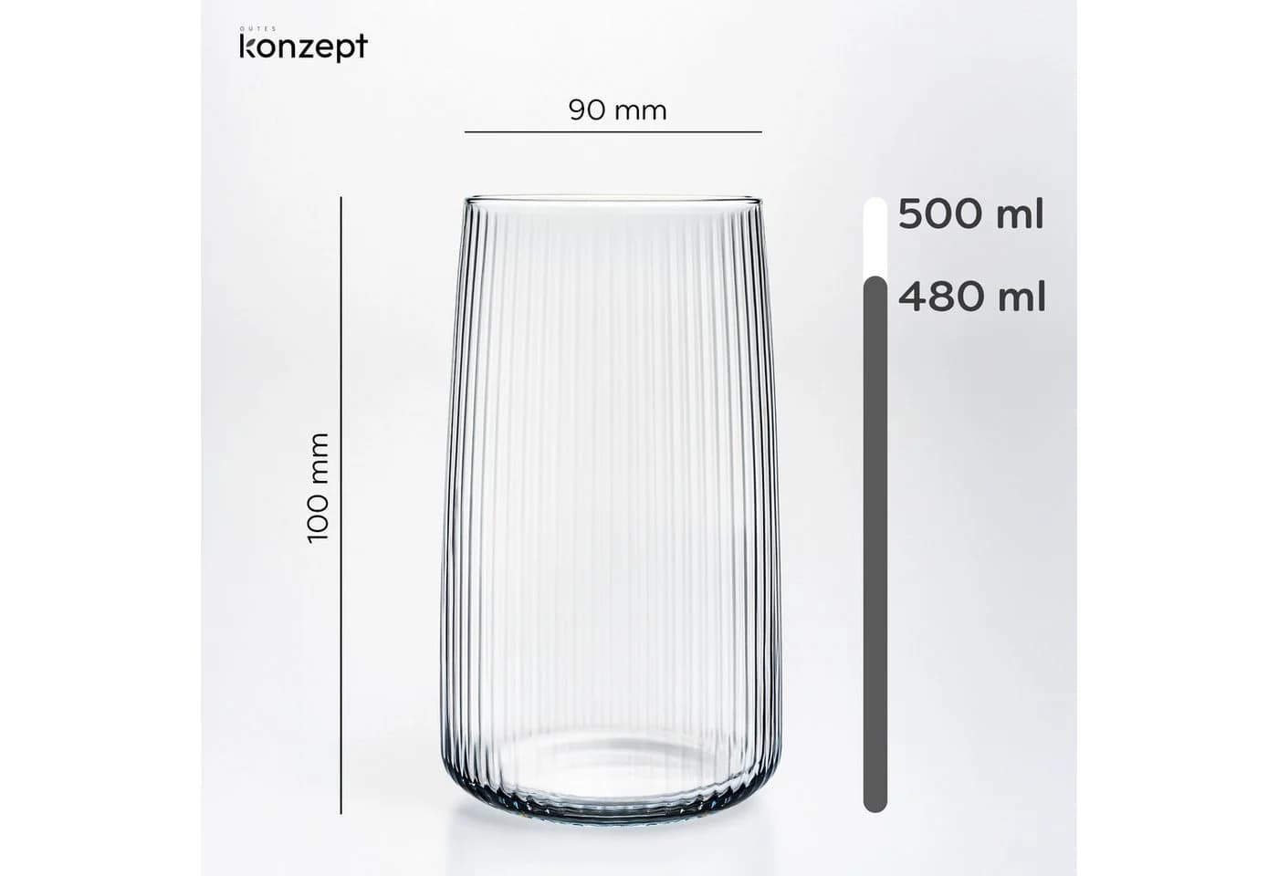 KONZEPT Gläser-Set 6-tlg. mit Rillenstruktur Bleifreies Glas - Bild 3