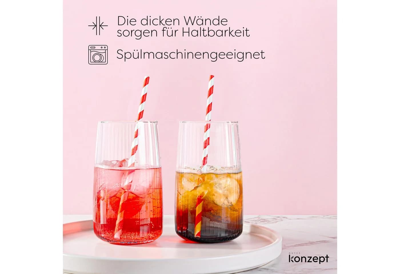 KONZEPT Gläser-Set 6-tlg. mit Rillenstruktur Bleifreies Glas - Bild 4