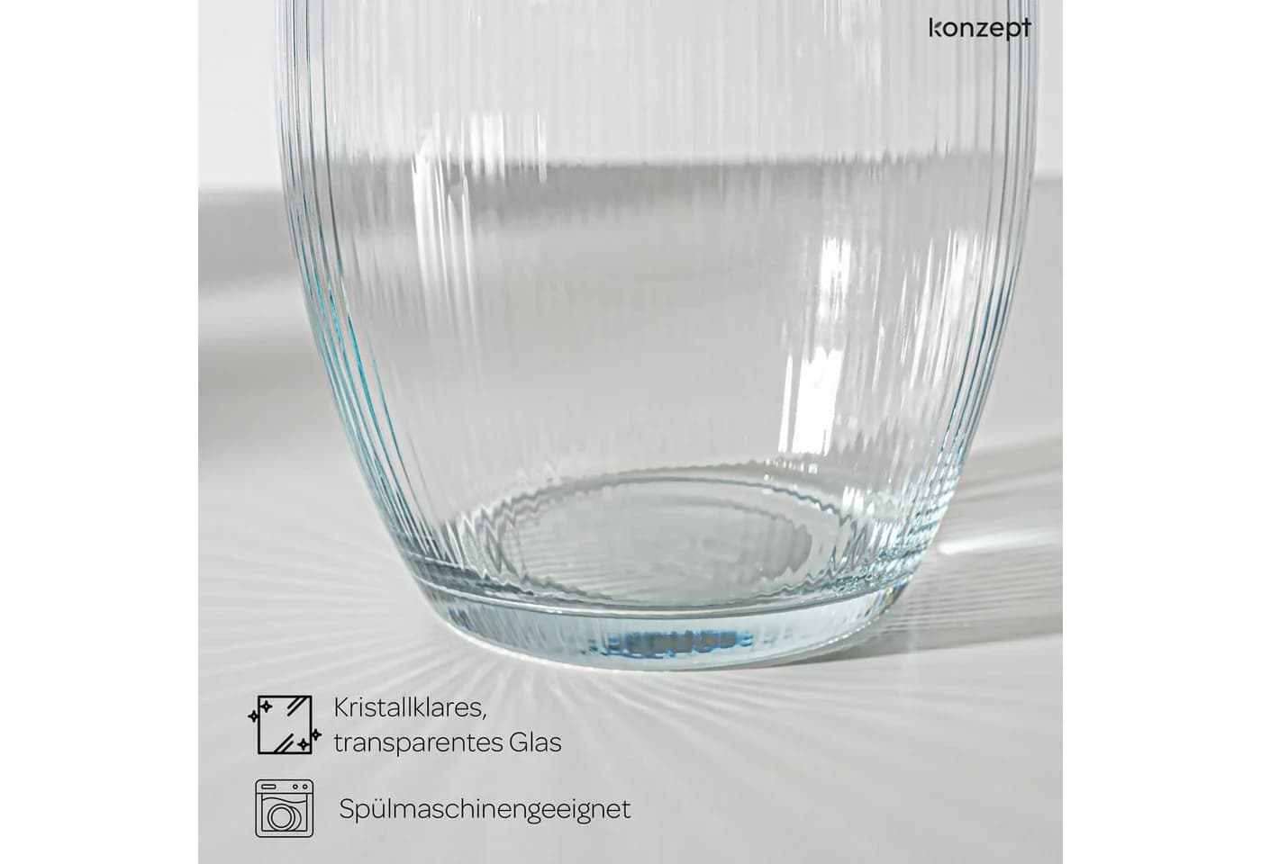 KONZEPT Dekovase Glasvase 20 cm Geriffelte Struktur - Bild 5