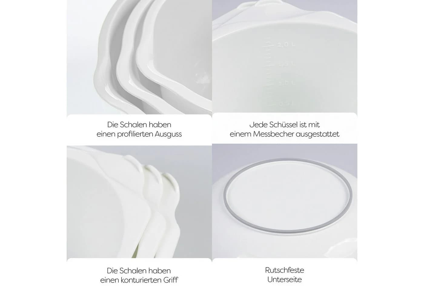 KONZEPT Rührschüssel Set 3-teilig Weiß Kunststoff - Bild 5