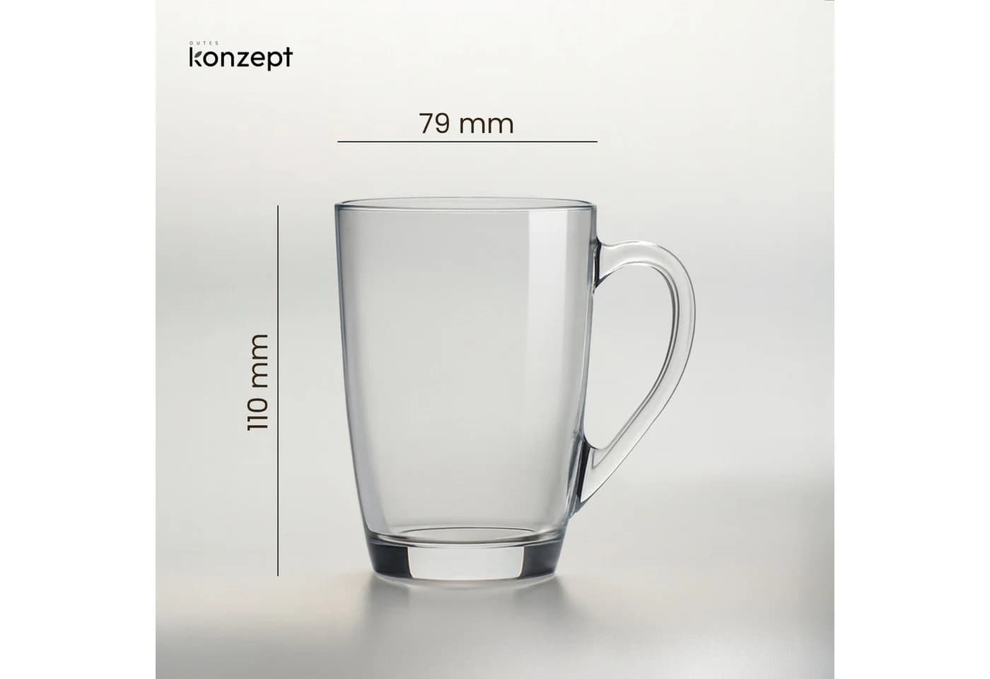 KONZEPT Espressoglas Set 6er – 300 ml Kaffeegläser mit Henkel, transparent - Bild 3