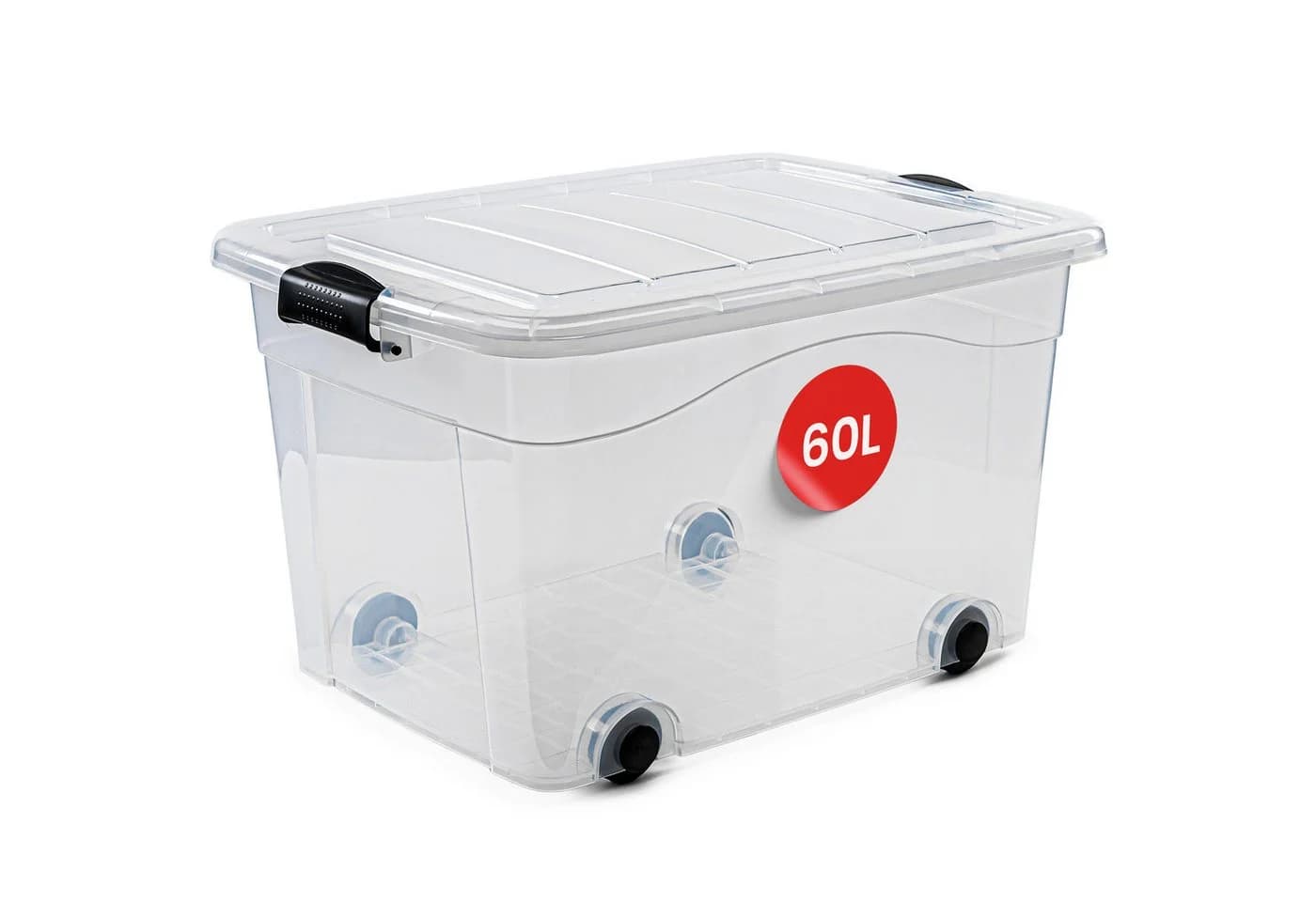KONZEPT Aufbewahrungsbox Kunststoffbox 60L Transparent Stapelbox mit Rollen - Bild 2