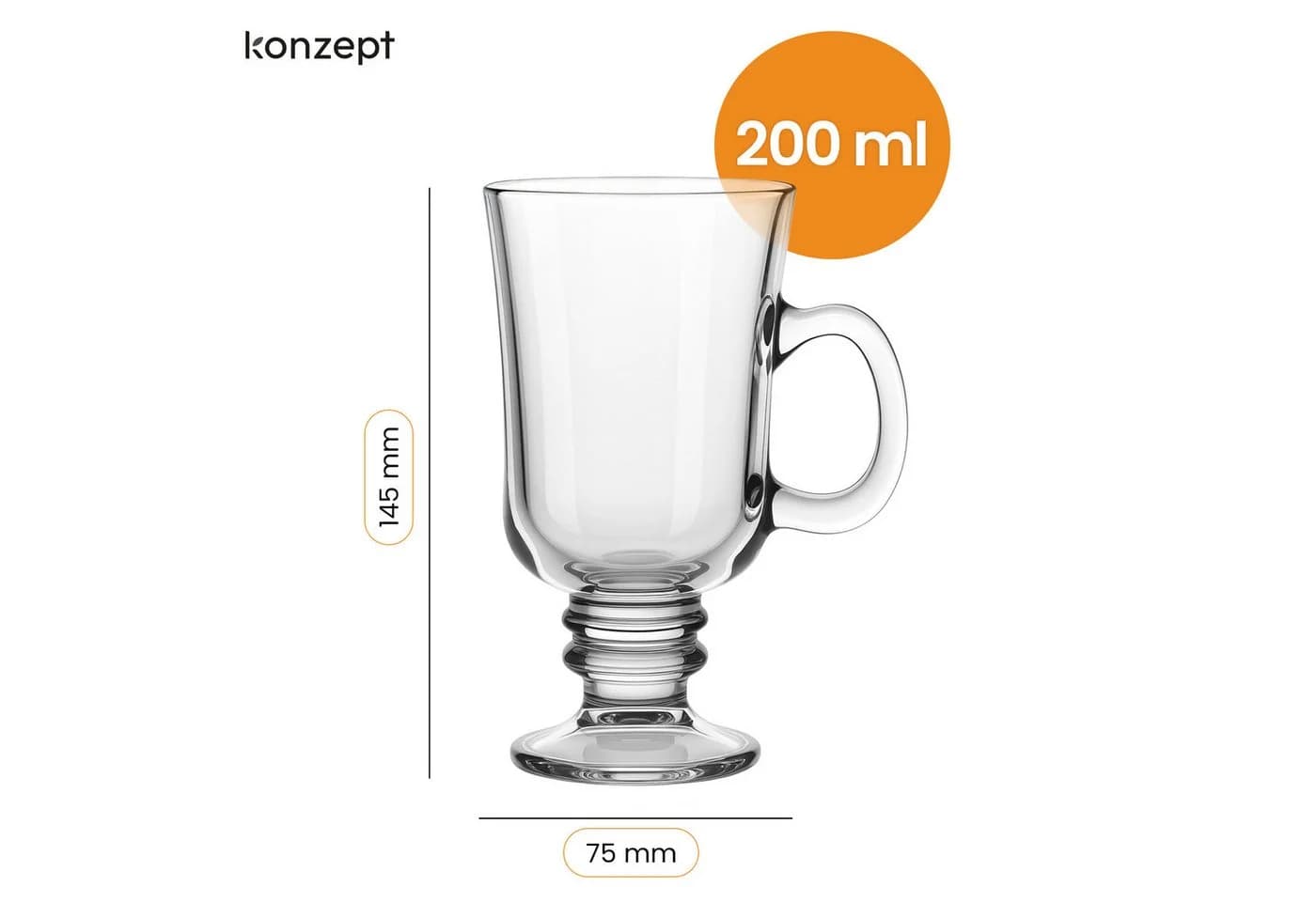 KONZEPT Latte-Macchiato-Glas 6er Set 200 ml mit Henkel transparent - Bild 3