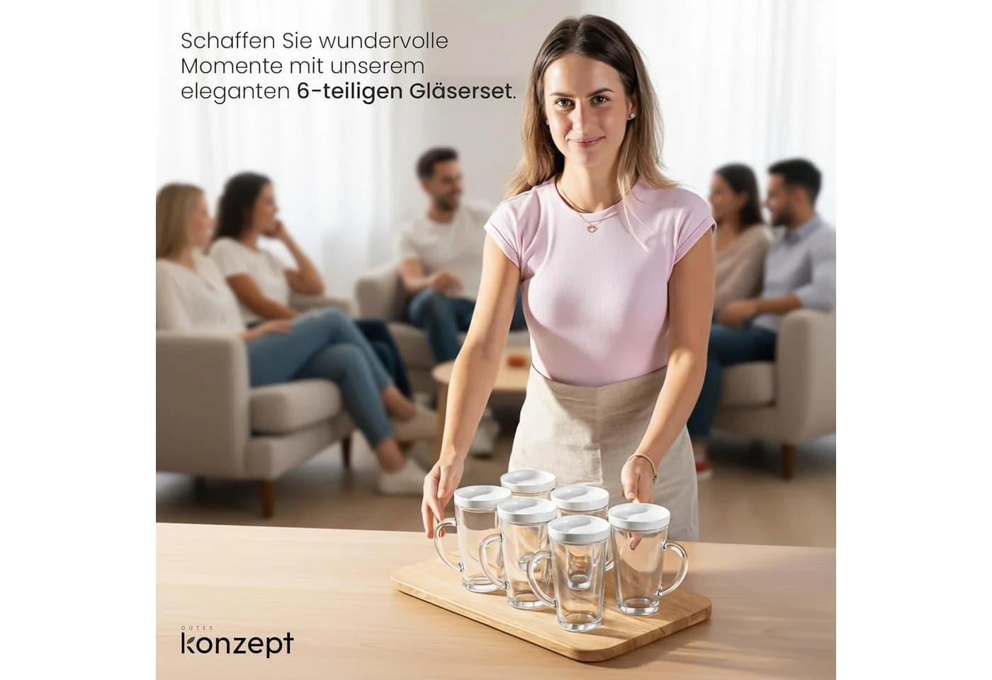 KONZEPT Teeglas Mit Deckel 300 Ml Mit Henkel Glas Transparent